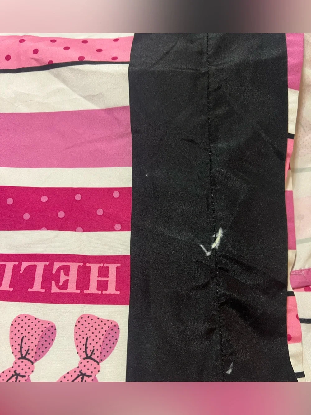 Hello Kitty Pink Bow & Stripe Full Flat Sheet